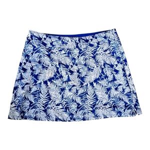 Tranquility By Colorado Clothing  Blue and White Leaf Print Skort Womens Medium